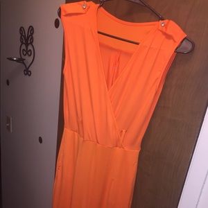 Orange diamond button jumpsuit
